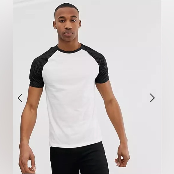 River Island Men's White Contrast Raglan Short Sleeve T-Shirt - Picture 1 of 2